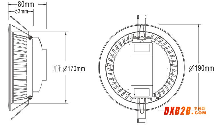 6寸LED筒灯尺寸图