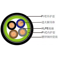 上海特润XLPE绝缘,钢丝铠装PVC护套电力缆 (2-4芯)